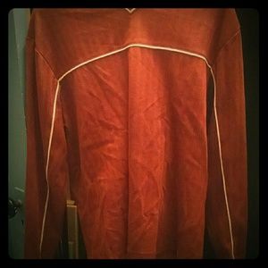 Orange, 90s style sweatshirt.