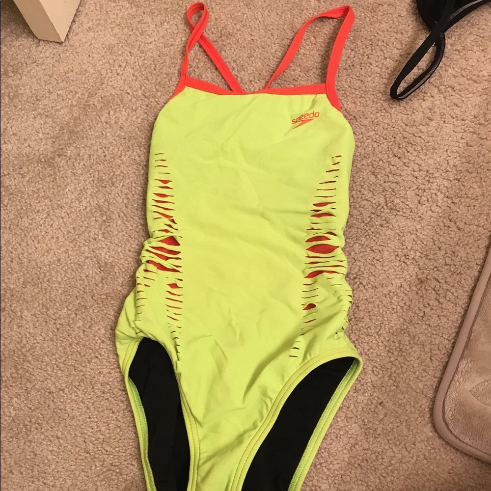 Speedo neon yellow practice suit