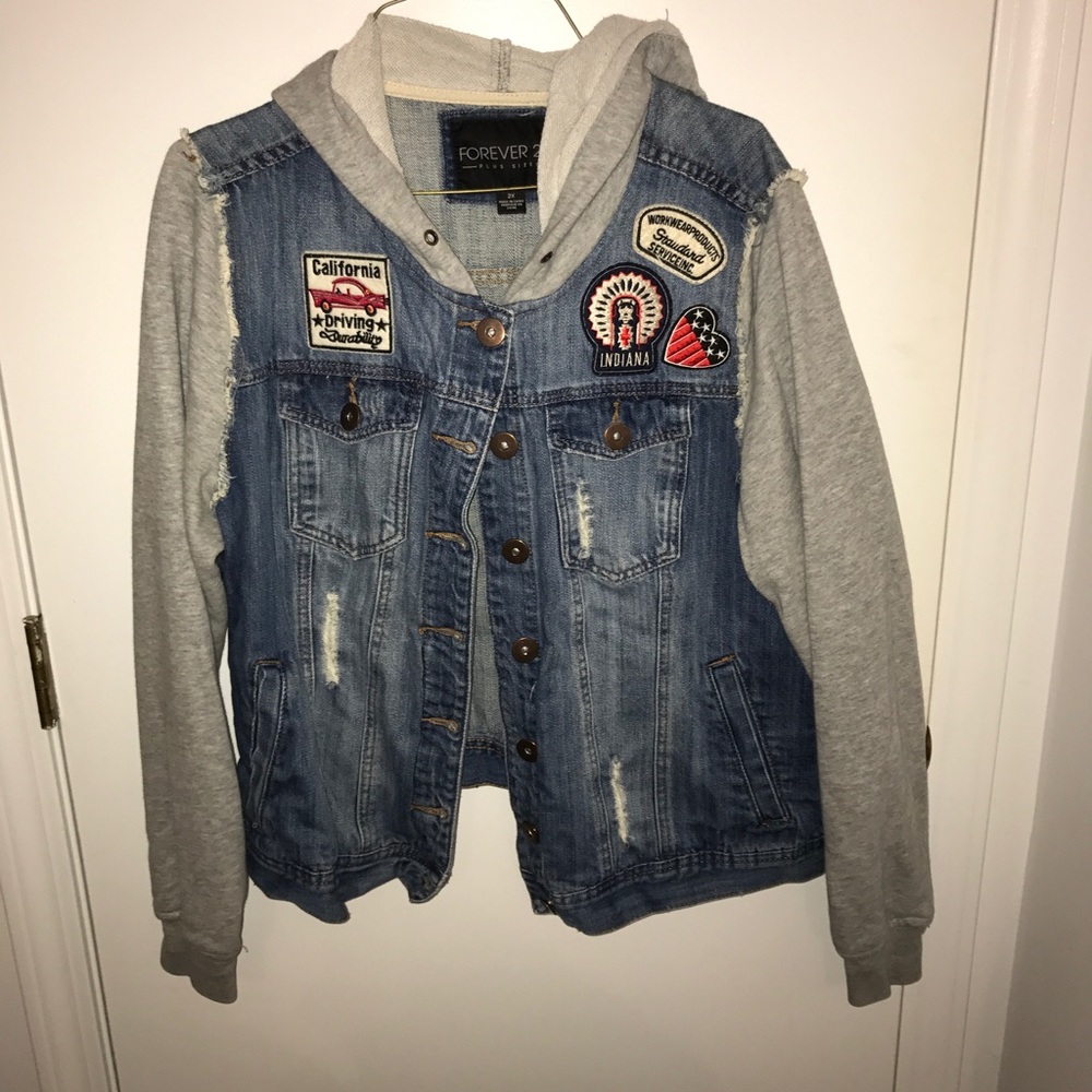 Forever 21 jean jacket with hood!!!