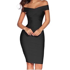 Black off the Shoulder Bandage Dress