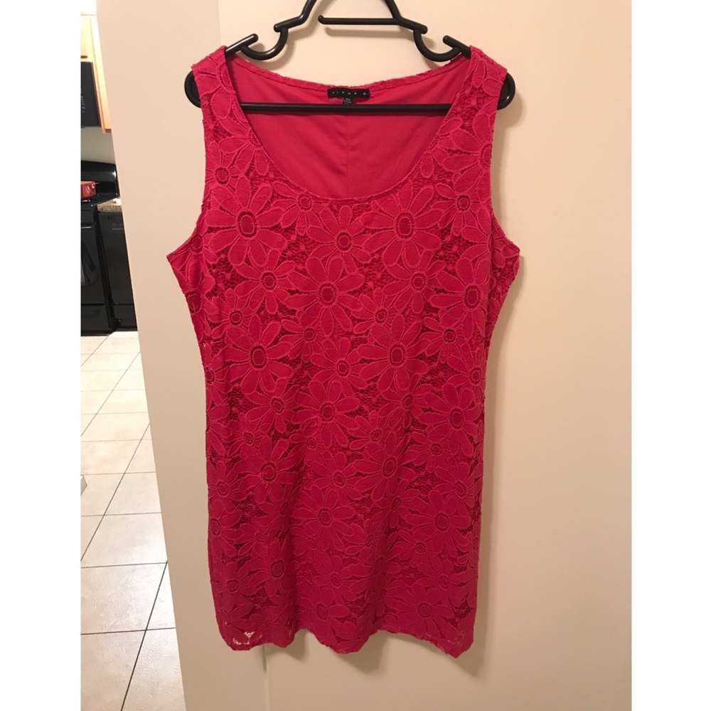 Hot Pink Lace Shift Dress