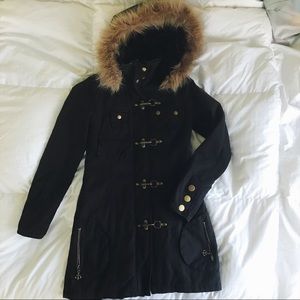 PacSun Refuge Black Fur Hooded Coat