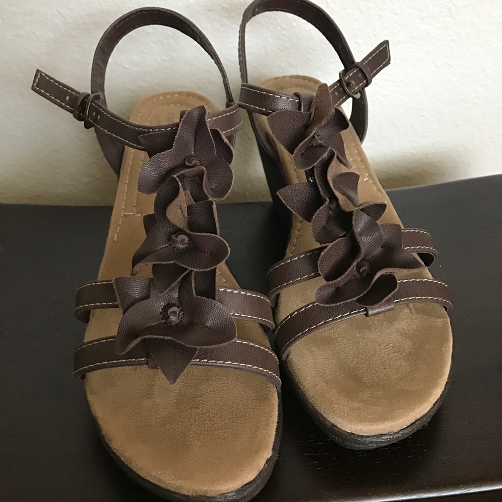 Brown summer wedges