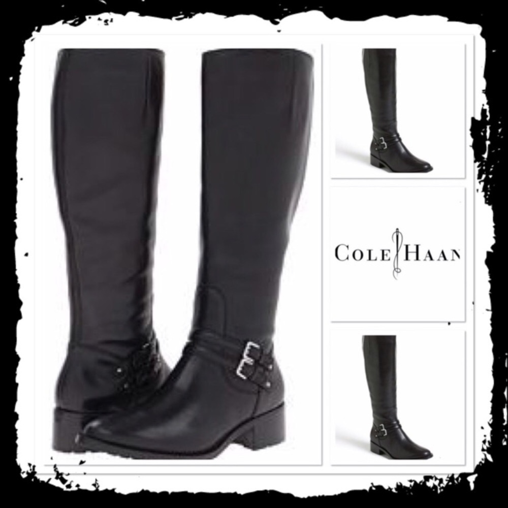 Amazing Cole Haan Dover Black Boots with Buckle