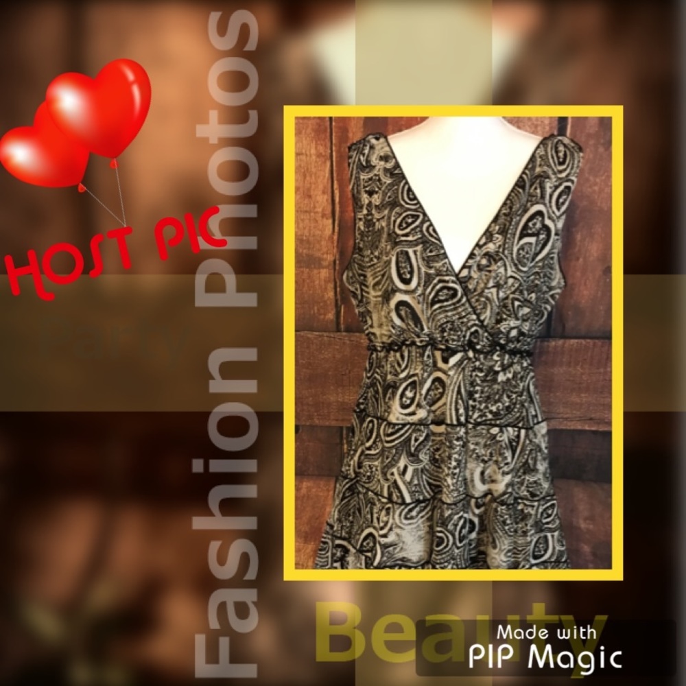 NWOT PLUS SZ 2X BLK n CREME knee high dress