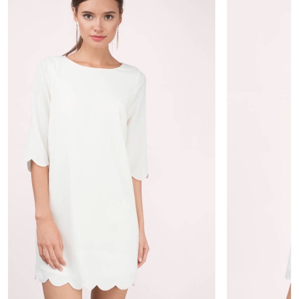 SOLD!!  Sweetly scalloped cream shift dress.