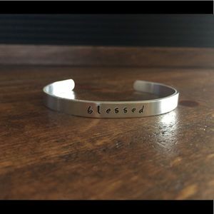 Hand stamped blessed cuff bracelet