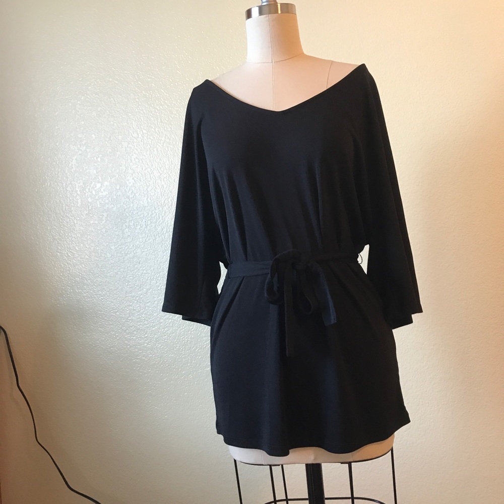 Anthropologie black top with belt size small