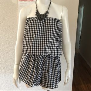 || strapless plaid romper NWT