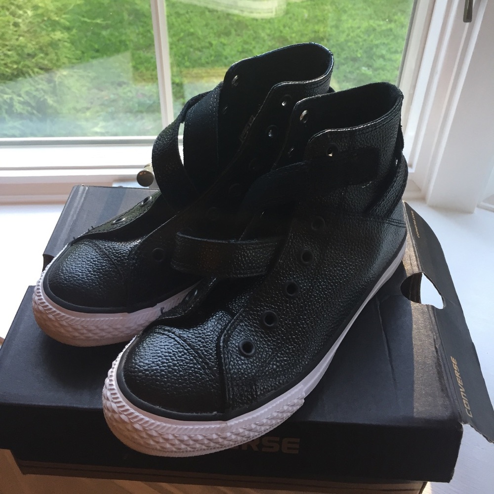 Converse girls leather high top sneakers