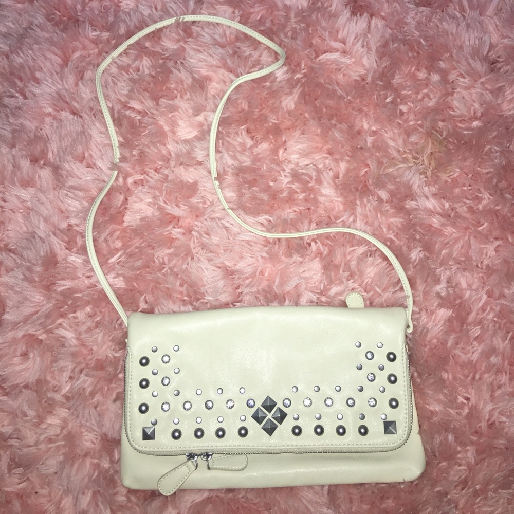 white studded clutch/crossbody purse