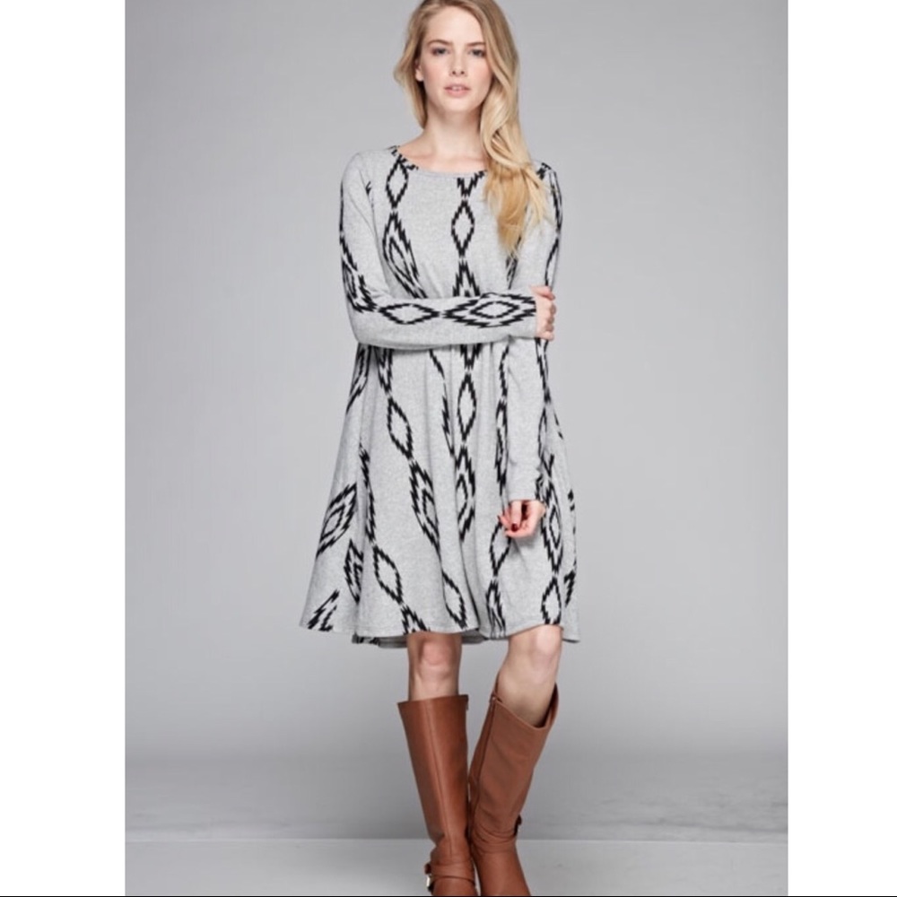 Aztec print knit dress