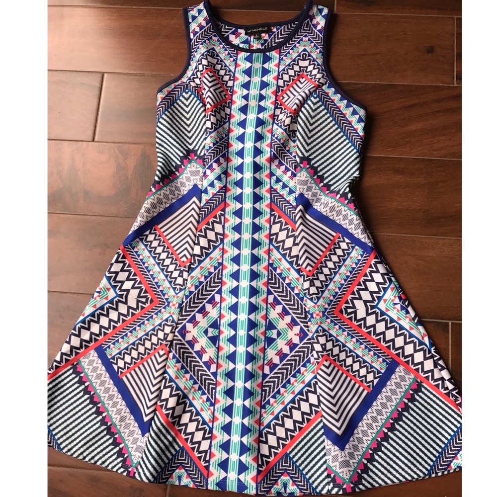 Bright-colored Tribal Skater Dress
