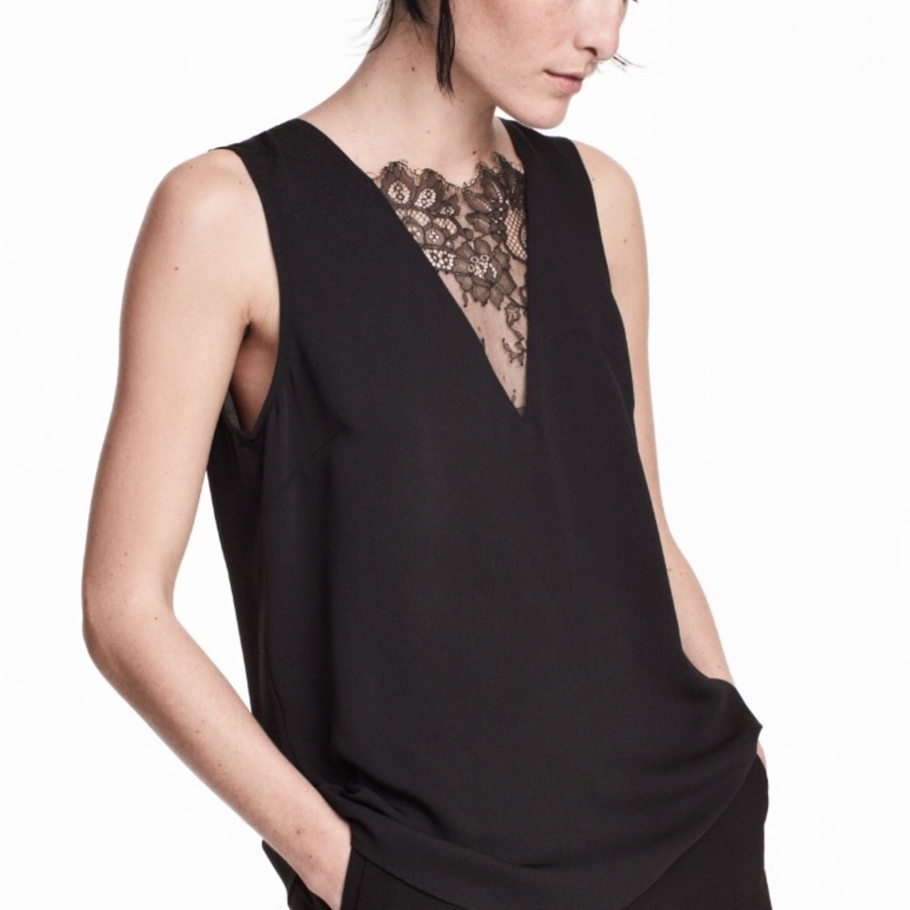 Black blouse wth lace detail