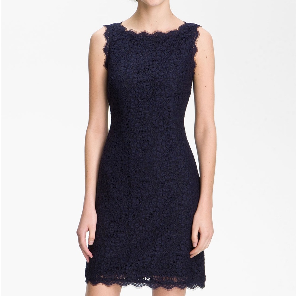 Navy Lace Adrianna Papell Dress (US 4)