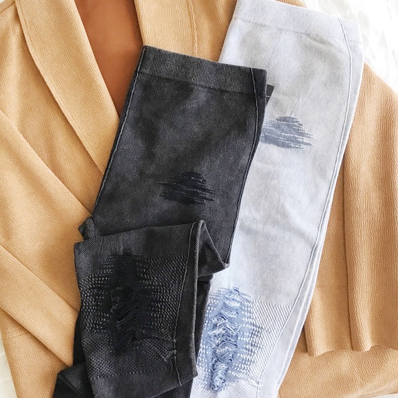 Distressed Denim Print Leggings - Picture 4 of 5