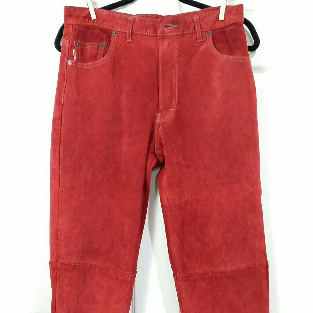 Red washable suede pants
