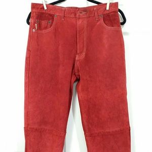 Red washable suede pants