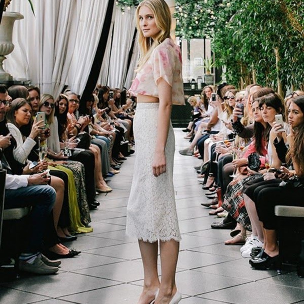 Sarah seven Ivory skirt with Blush Lining
