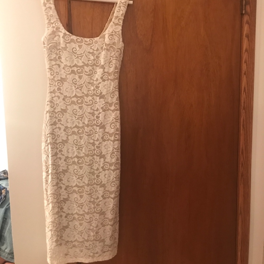 White lace and nude dress hot Miami styles