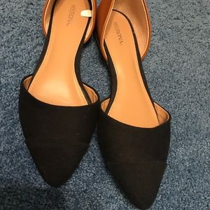 Black and brown D'orsay flats.