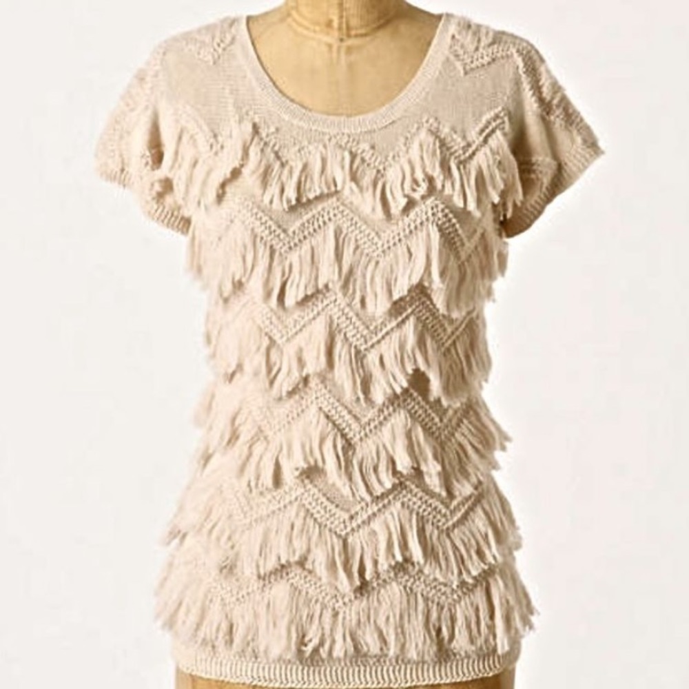 ANTHROPOLOGIE: Little Yellow Bird Fringe Sweater