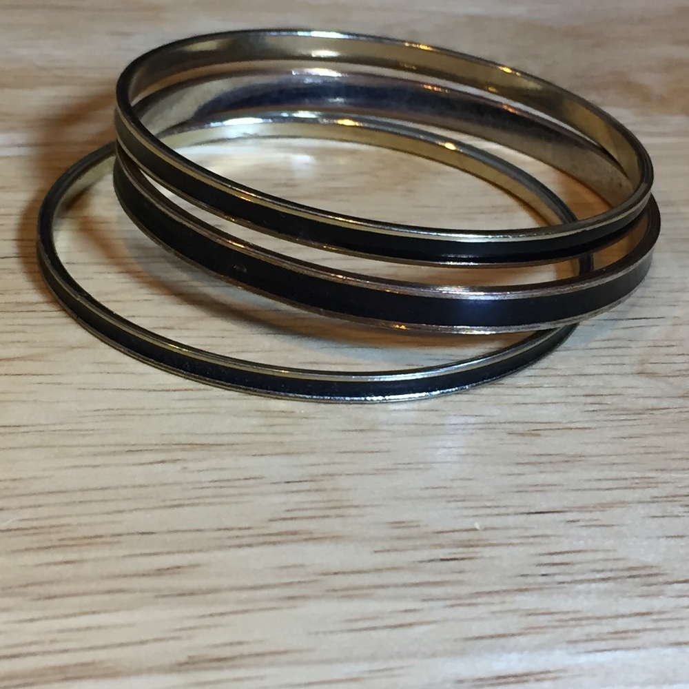Set of 3 Black and Gold Bangles