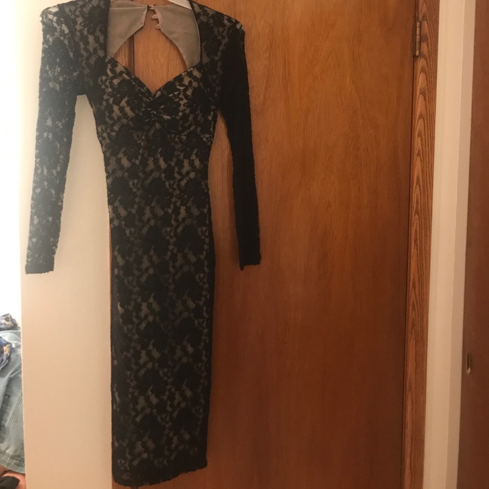 Black and nude lace dress