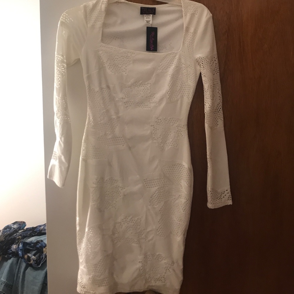 White midi mesh dress