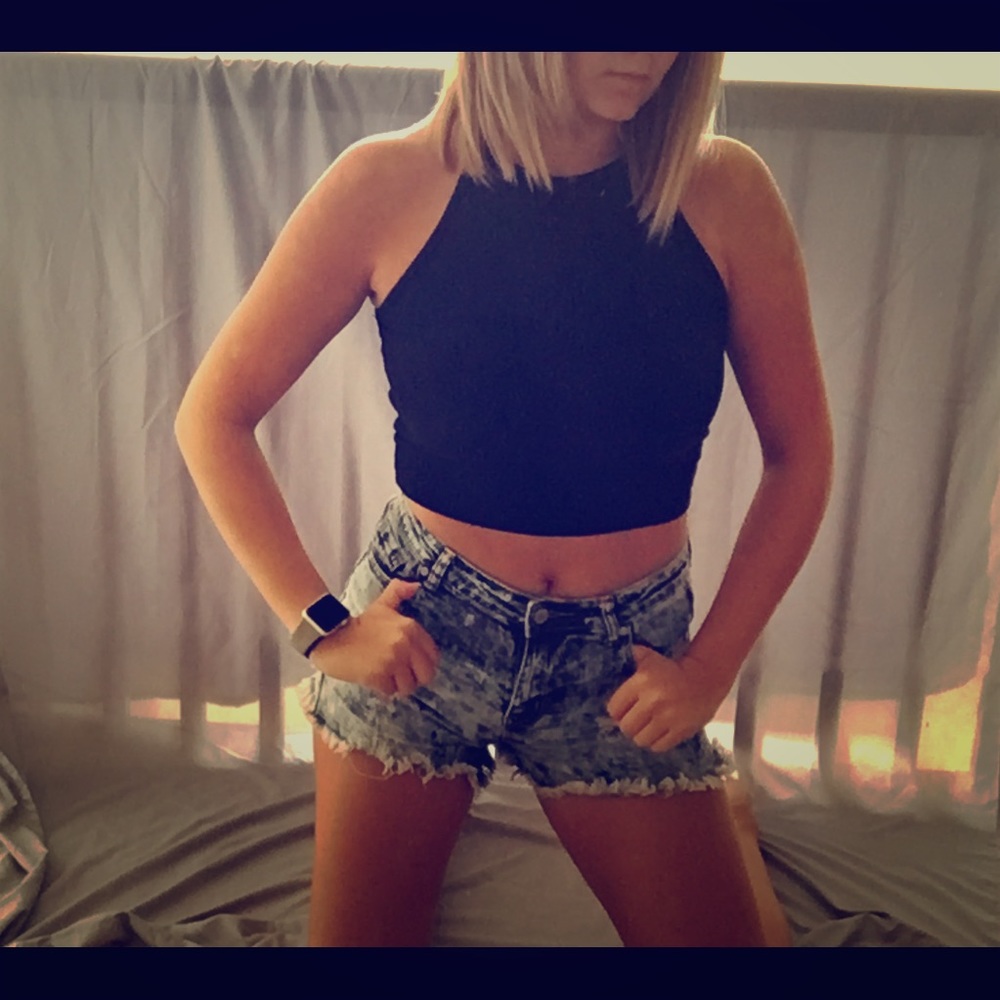 Marbled Style HW Jean Shorts