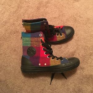 Converse sneakers - plaid rainbow high tops (9)