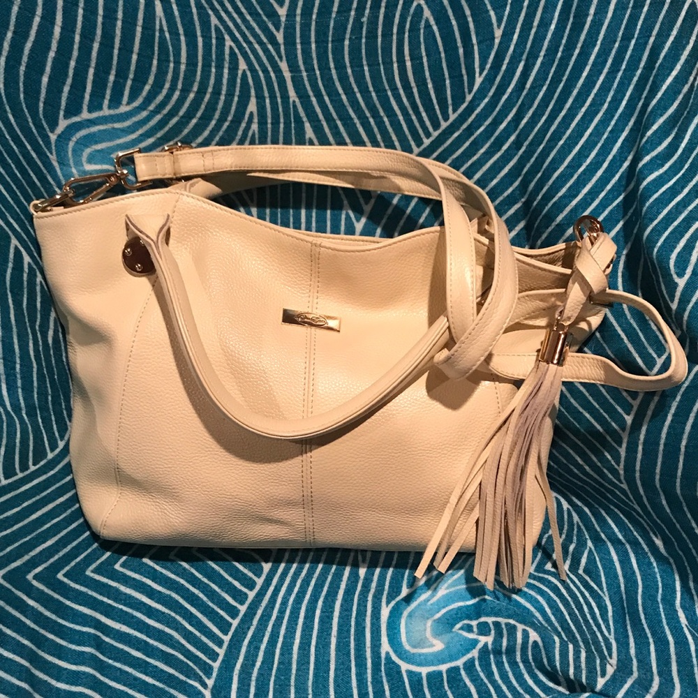 ONNA EHRLICH STACY LEATHER HANDBAG FRENCH VANILLA