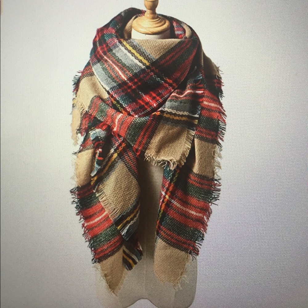 Plaid blanket scarf/wrap length 59 by 59 in