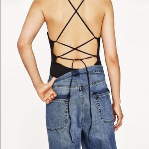 Black Bodysuit with crossover back from Zara