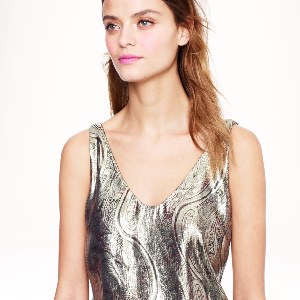 NWT J. Crew paisley print metallic tank top