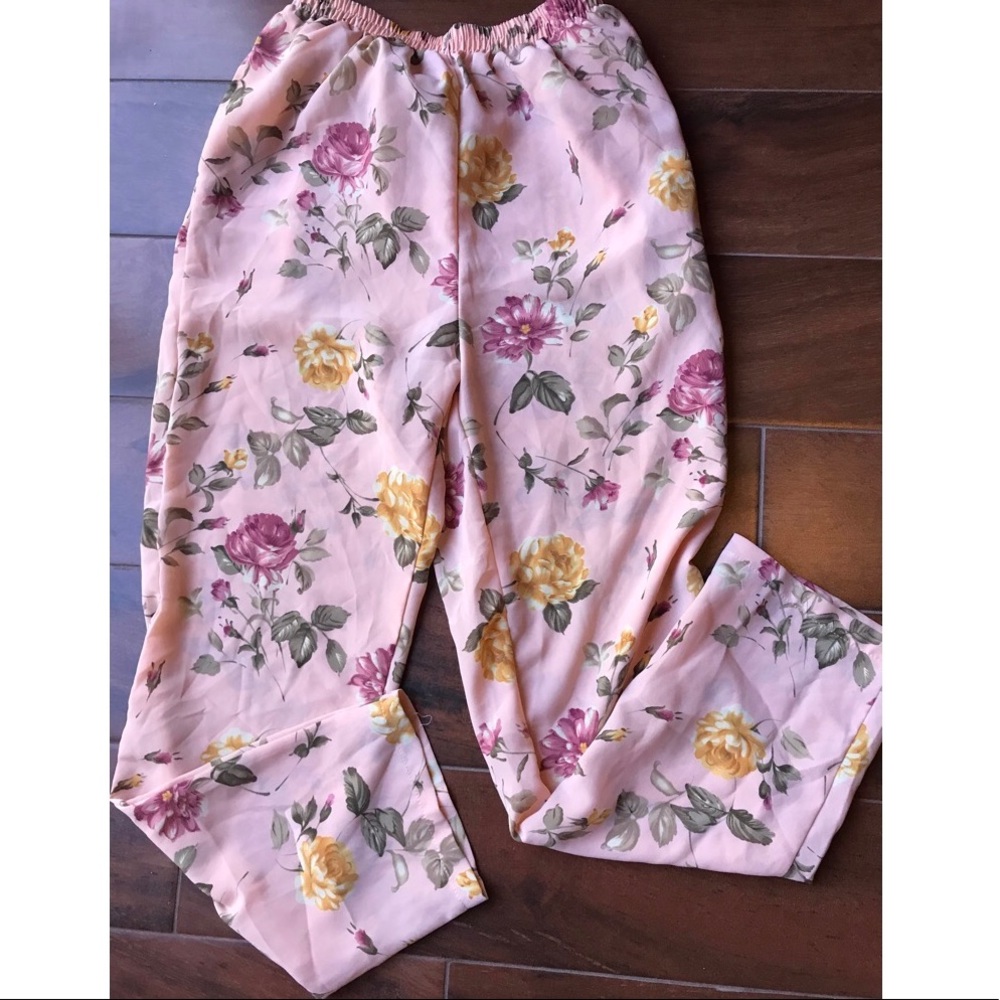 Vintage LghtPink floral pants .