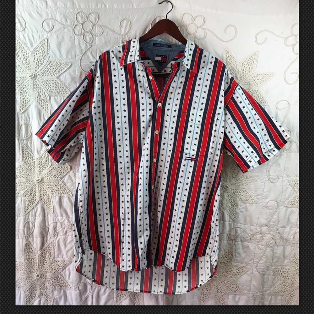 Vtg Tommy Hilfiger Shirt Mens XL patriotic 🇺🇸 - Picture 3 of 8