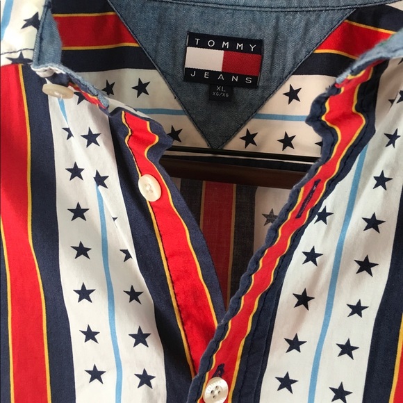 Vtg Tommy Hilfiger Shirt Mens XL patriotic 🇺🇸 - Picture 4 of 8