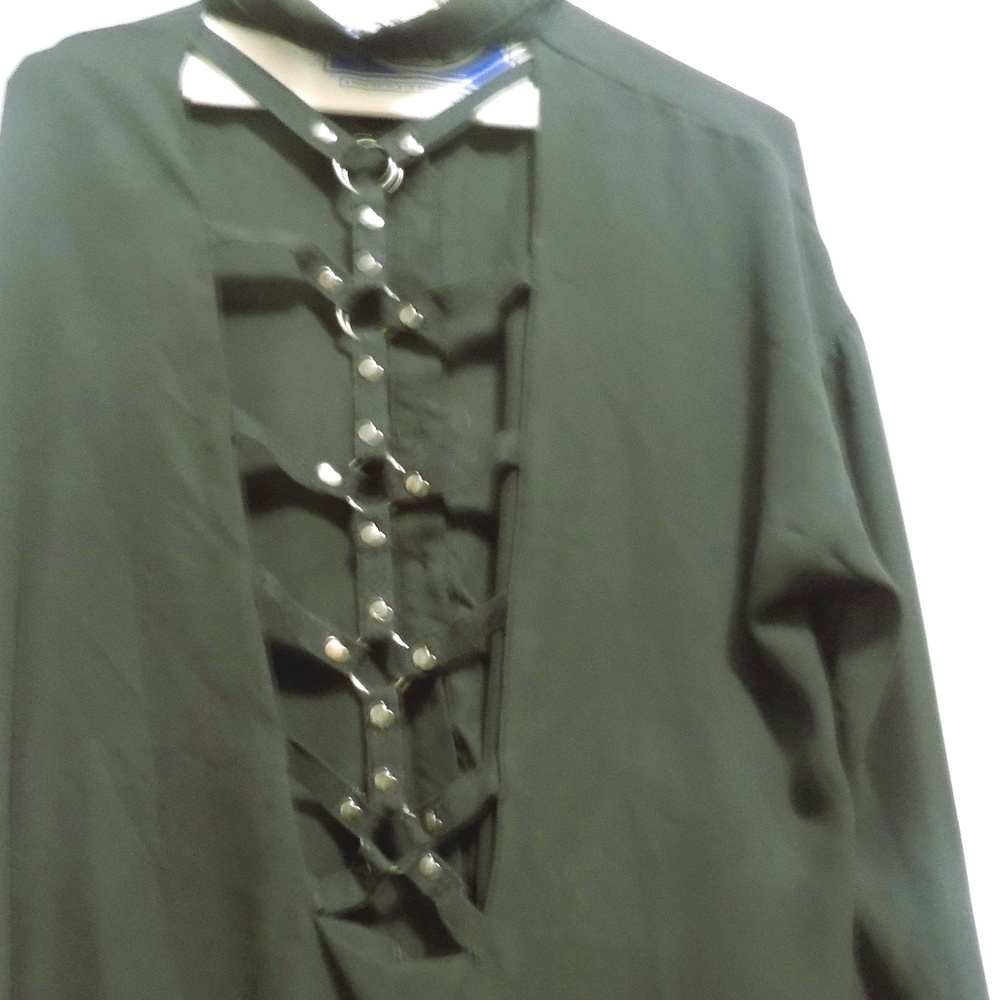 Bondage Black Long Sleeve Blouse