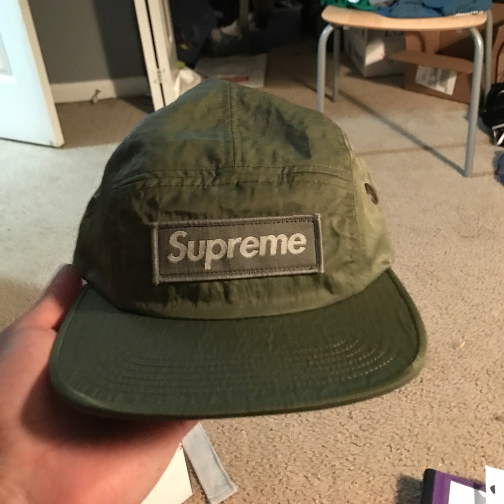 Supreme olive nylon camp cap