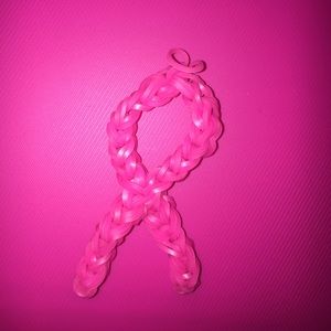 Breast Cancer Rainbow Loom Keychain
