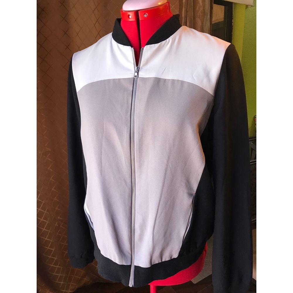 Black White Grey Business casual zip up jacket