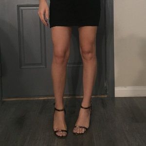 Black floral design heels