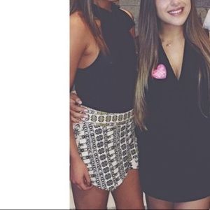 Black tank and Free People skort