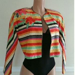 Teri Jon Quilted Cropped Blazer