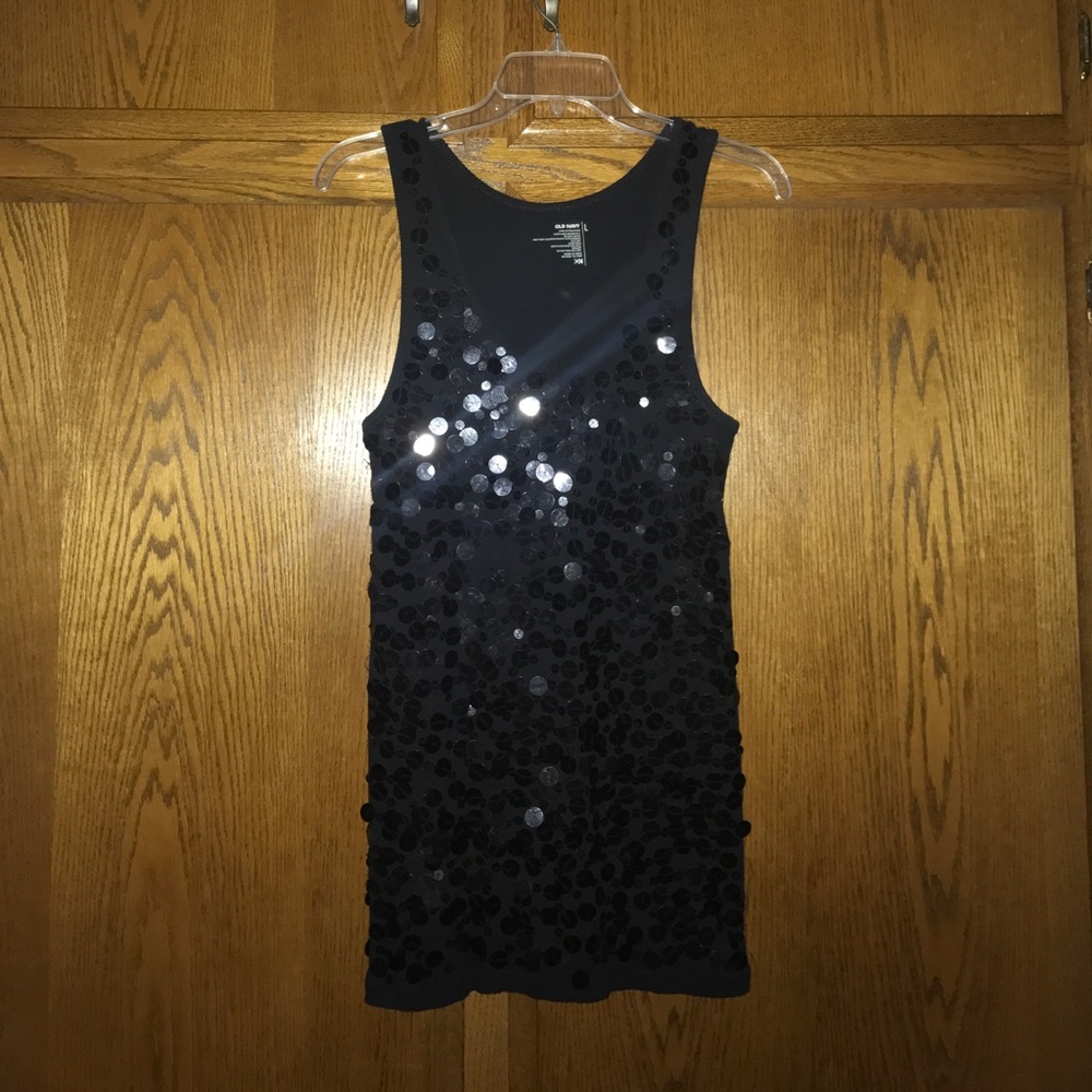 Long black sequined tank by Old Navy size L