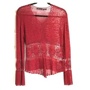 BCBGMaxAzria deep red crochet sweater top