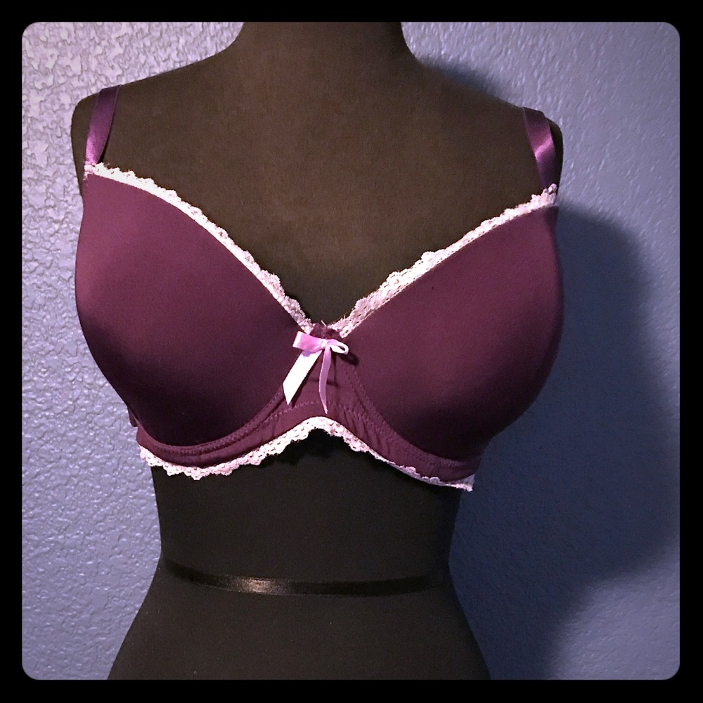 lavender lace on purple, light padded, underwire