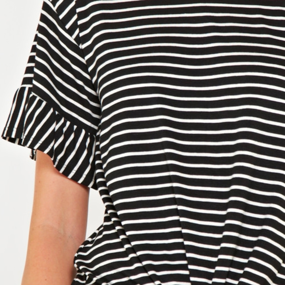 Striped Ruffle Sleeve Tee - Picture 5 of 7