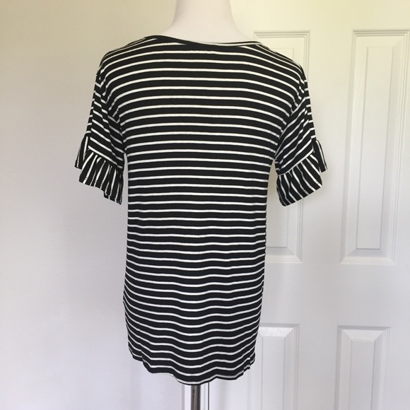 Striped Ruffle Sleeve Tee - Picture 7 of 7